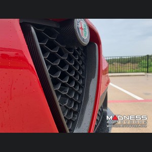 Alfa Romeo Stelvio Front V Shield Grill Frame + Emblem Frame Kit - Carbon Fiber 